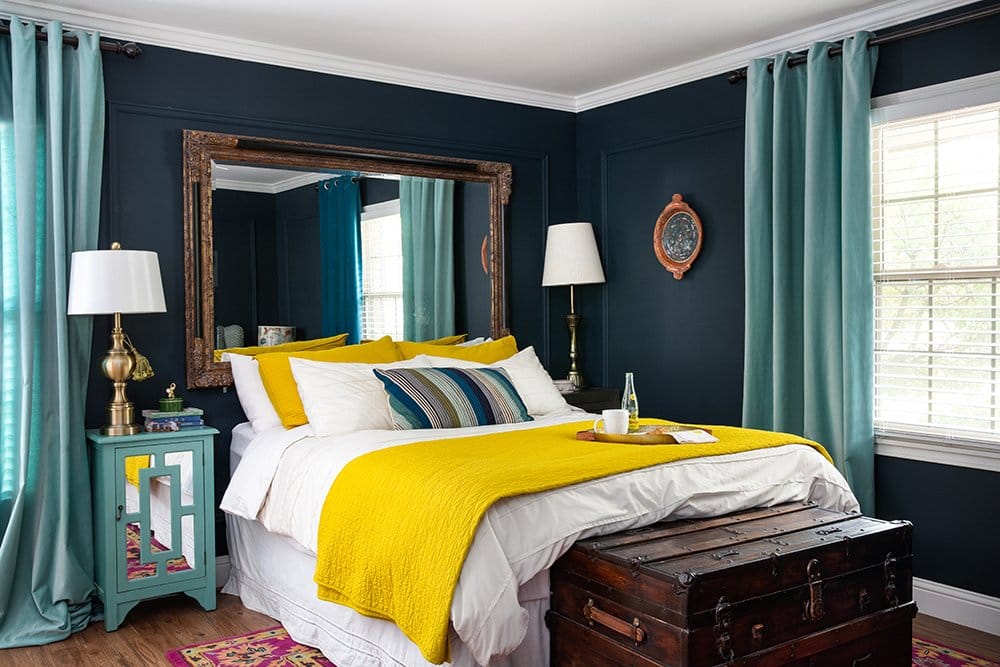 Before and After: A Navy Master Bedroom - Lesley Myrick Interior Design |  Full-Service Interior Designer in Macon GA