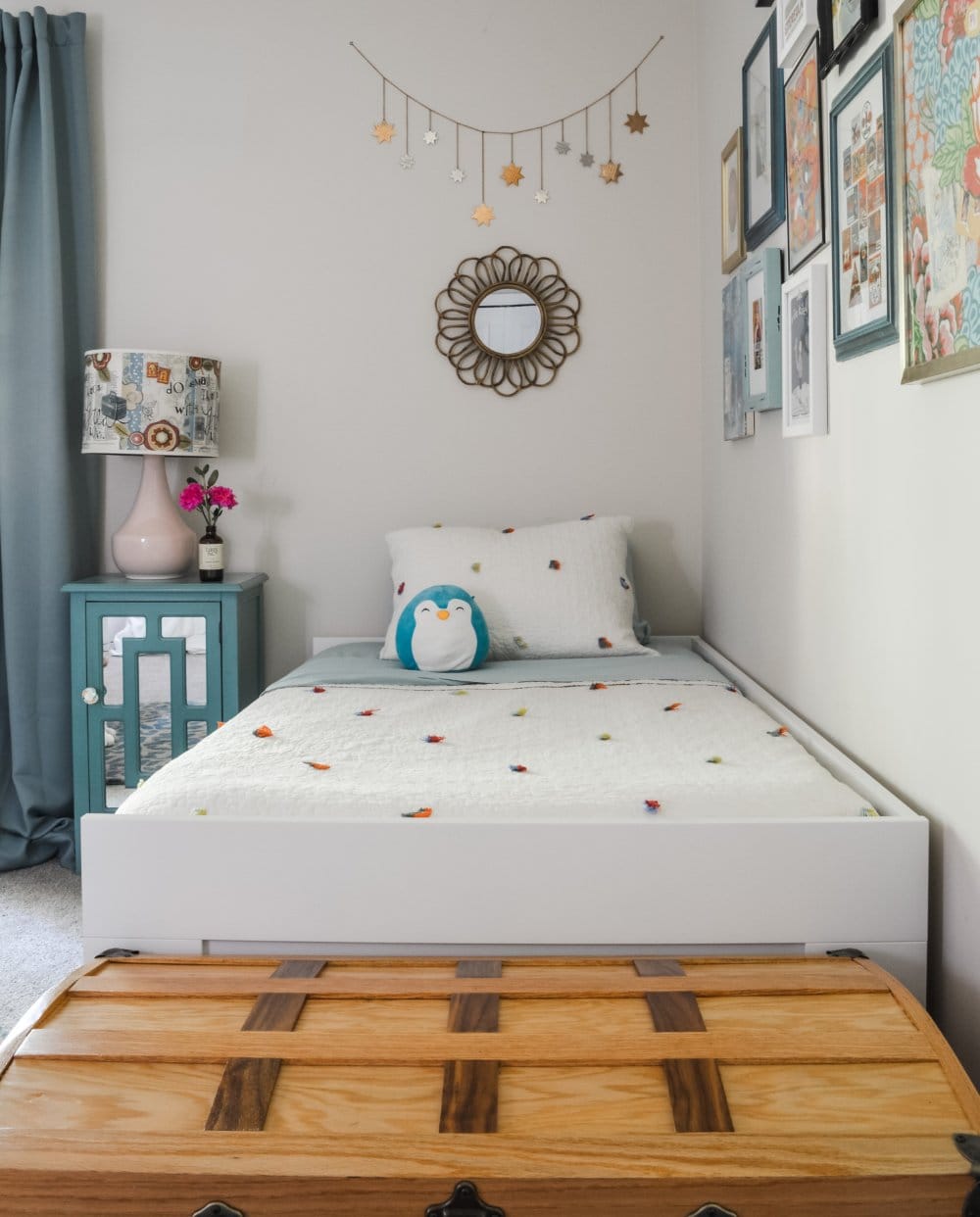 A pretty bedroom designed for a preschool girl