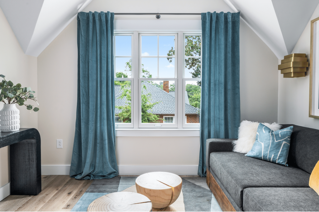 Macon new build guest house with Anthropologie curtains