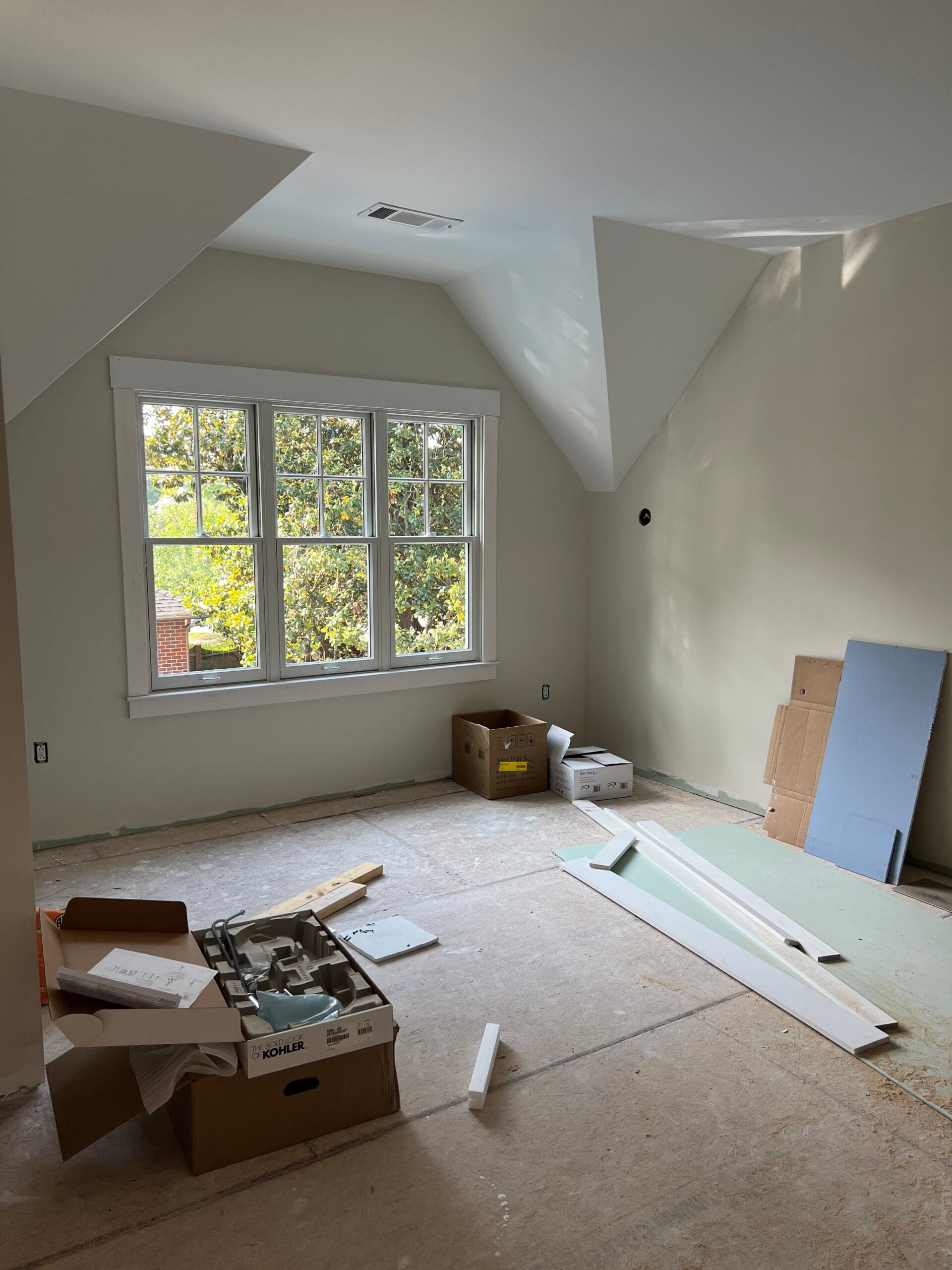 Macon New Build Guest House Drywall Progress by Lesley Myrick Interior Design