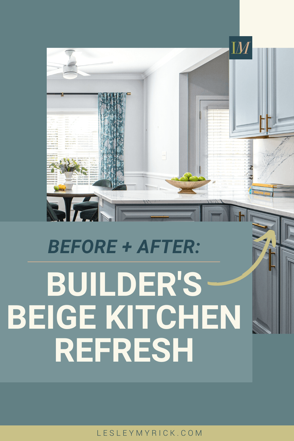 A builder's beige kitchen refresh from Macon luxury interior designer Lesley Myrick. 