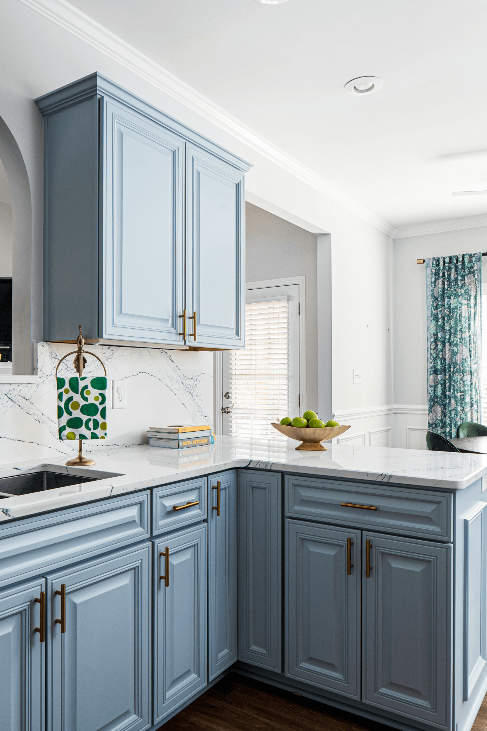 Beige Kitchen Cabinetry with Brass Pulls - Transitional - Kitchen