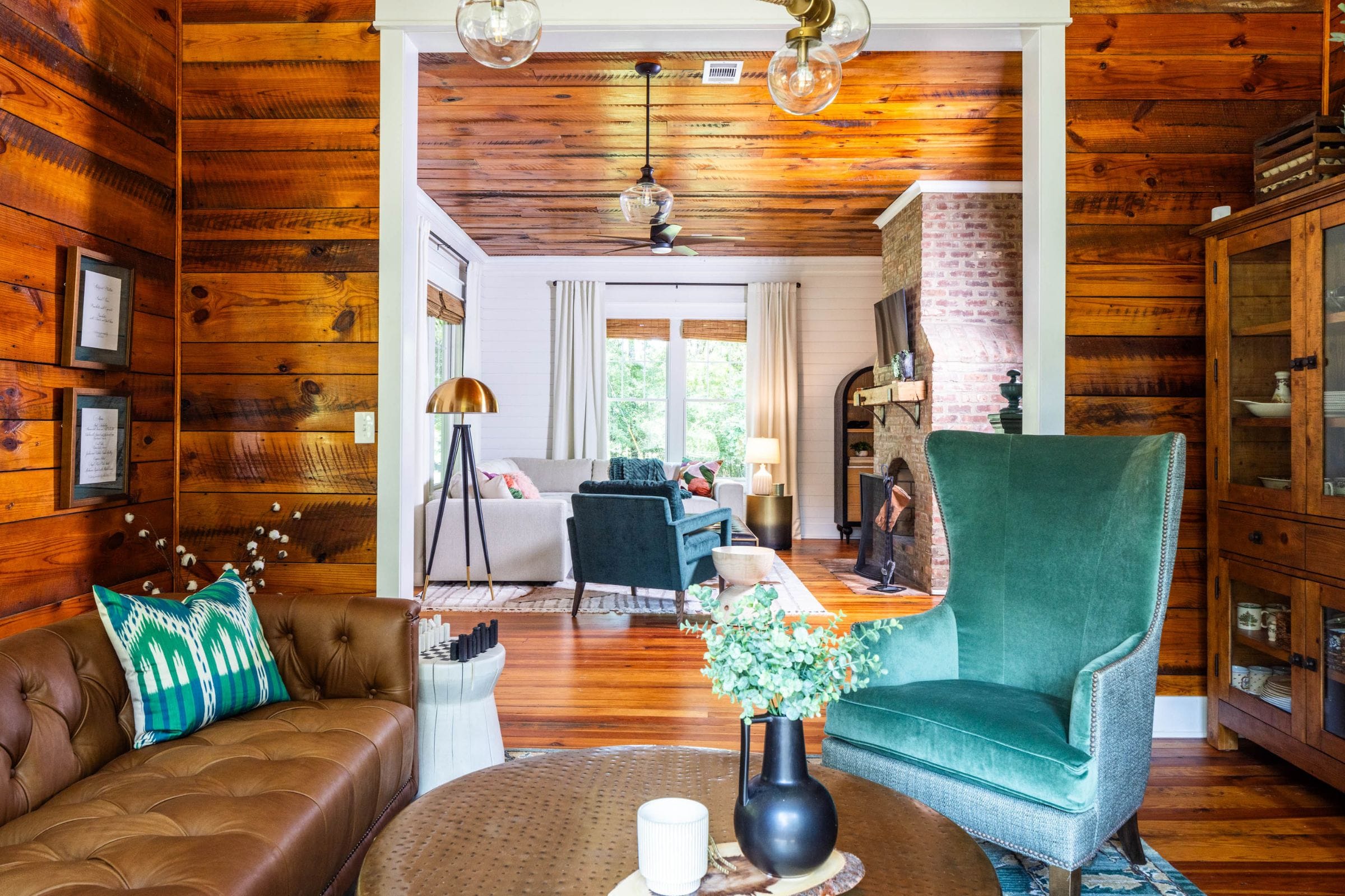 The lounge and living room of Lesley Myrick's Designer of the Year award-winning Forsyth Farmhouse project